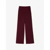 Sandro Womens Bordeaux Wide-leg High-rise Wool-blend Trousers In Burgundy