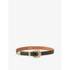 Sandro Womens Bottle Green Eve Metal-hardware Leather Belt