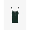 Sandro Womens Bottle Green Two-tone Button-down Knitted Vest