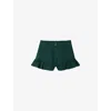 Sandro Womens Zip-up Ruffle-hem Cotton Shorts Bottle Green In Green