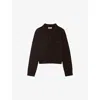 Sandro Womens Chocolate Branded Wool And Cashmere Cardigan In Brown