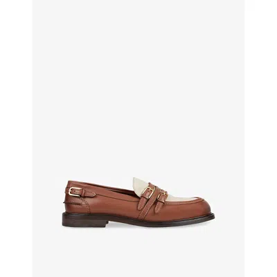 Sandro Womens Brown Buckle Two-tone Leather Loafers Eur 38/5 Uk