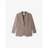 Sandro Womens Brown Check Single-breasted Wool-blend Blazer In Brown