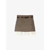 Sandro Womens Brown Checked High-rise Stretch Wool-blend Mini Skirt In Brown