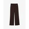 Sandro Womens Brown Flared-leg High-rise Stretch-woven Trousers In Brown