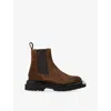 Sandro Suede Toe-bar Chelsea Boots In Brown