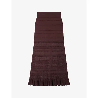 Sandro Andriane Pointelle Knit Maxi Skirt In Brown