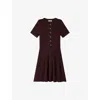 Sandro Womens Brown Short-sleeved Slim-fit Knitted Mini Dress In Brown