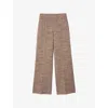 Sandro Womens Brown Tweed Wide-leg Cotton-blend Trousers In Brown
