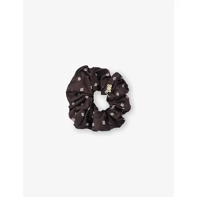 SANDRO WOMENS BROWN / WHITE PATTERNED WOVEN SCRUNCHIE