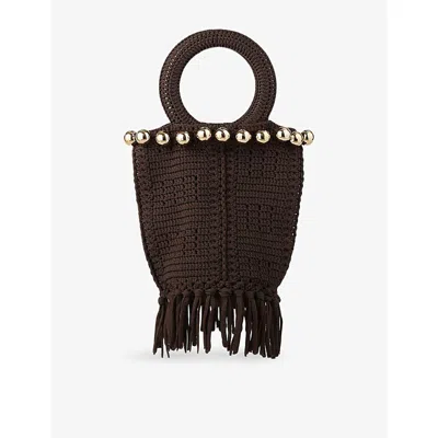 Sandro Womens Bruns Beaded Crochet Knitted Bag