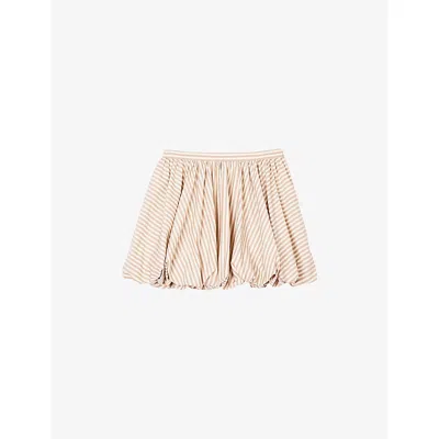 Sandro Womens Bruns Striped Puffed Cotton Mini Skirt