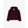 Sandro Womens Bordeaux Button-down Double-face Hooded Wool Coat In Burgundy