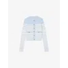Sandro Womens  Button-down Striped Stretch-cotton Cardigan In Bleus