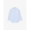 Sandro Womens Sky Blue Button-embroidered Relaxed-fit Striped Cotton Shirt In Black