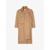 Sandro Womens Camel Integrated-scarf Relaxed-fit Wool Coat In Brown