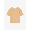 Sandro Womens Camel Logo-embroidered Short-sleeve Wool Jumper In Multi