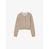 Sandro Womens Caramel Contrast-trim Wool And Cashmere Cardigan In Brown