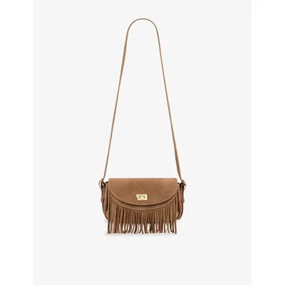 Sandro Womens Caramel Mini Mambo Suede Cross Body Bag In Brown