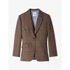 Sandro Womens Check-pattern Single-breasted Wool Jacket Caramel In Caramel