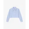 Sandro Checked Cropped Shirt In Blue