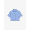 Sandro Womens Checked Relaxed-fit Cotton Shirt Ciel / Blanc In Multi