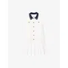 Sandro Short Dress With Contrasting Collar In Naturels
