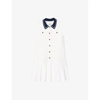 SANDRO WOMENS SANDRO CONTRAST-COLLAR SLEEVELESS JERSEY MINI DRESS