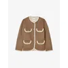 Sandro Womens Dark Blond Round-neck Four-pocket Wool-blend Jacket In Brown