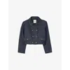 Sandro Womens Deep Blue Flap-pocket Double-breasted Denim Jacket In Blue