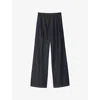 Sandro Womens Deep Blue Wide-leg High-rise Denim Suit Trousers