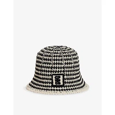 Sandro Womens Ecru / Black Branded Crochet Bucket Hat In Pink