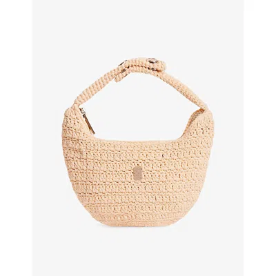 Sandro Womens Ecru Branded Crochet Mini Bag In Sand