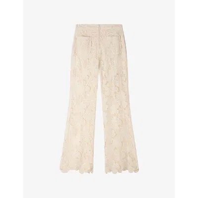 Sandro Womens  Floral Flared Lace Trousers