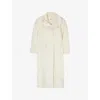 Sandro Womens Ecru Integrated-scarf Relaxed-fit Wool Coat In White