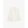 Sandro Pleated Tie-neck Silk Shirt In White