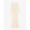 Sandro Womens Ecru Long-sleeve Flared Open-knit Maxi Dress In Neutral