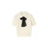 Sandro Womens Ecru Polo-collar Knitted Wool And Cashmere Jumper In White