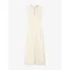 Sandro Womens Rhinestone-embellished Sleeveless Lace Maxi Dress Ecru In Neutral