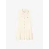 Sandro Womens Ecru Sleeveless Chest-pocket Lace Mini Dress In White