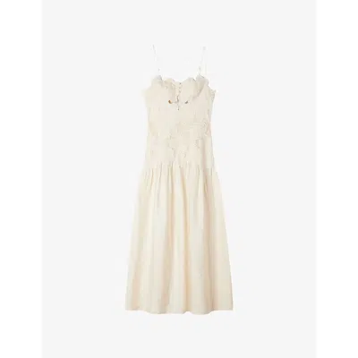 Sandro Womens Ecru Sleeveless Floral Lace Maxi Dress In Neutral
