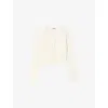 Sandro Womens Ecru Slim-fit Ribbed Cropped Stretch-knit Cardigan
