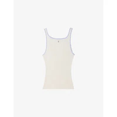 Sandro Womens  Square-neck Ribbed Knitted Vest Top