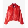 Sandro Womens Elasticated-hem Leather Jacket Red In Red