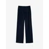 Sandro Womens  Embellished Straight-leg Wool Trousers In Noir / Gris