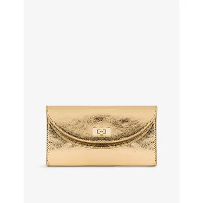 Sandro Womens  Mambo Metallic-leather Clutch Bag In Gold