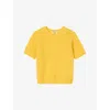 Sandro Womens Gold Yellow Logo-embroidered Short-sleeve Wool Jumper In Yellow