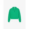 Sandro Womens Green Polo-collar Wool And Cashmere-blend Jumper In Green