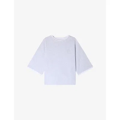 Sandro Womens Grey Branded Relaxed-fit Cotton-jersey T-shirt In Multi