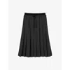 Sandro Womens Drawstring-waist Pleated Checked Stretch-woven Midi Skirt Grey / Brown
